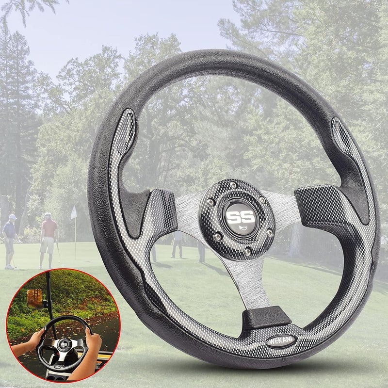 WEKANI Golf Cart Steering wheel for EZGO YAMAHA and Club Car Precedent Most Golf carts Silver Gray - Image 3